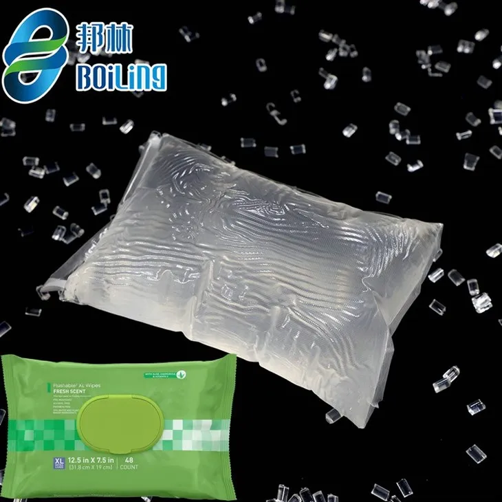 گیلے مسح کے ڑککن کے بندھن کے لیے گرم پگھلنے والی چپکنے والی